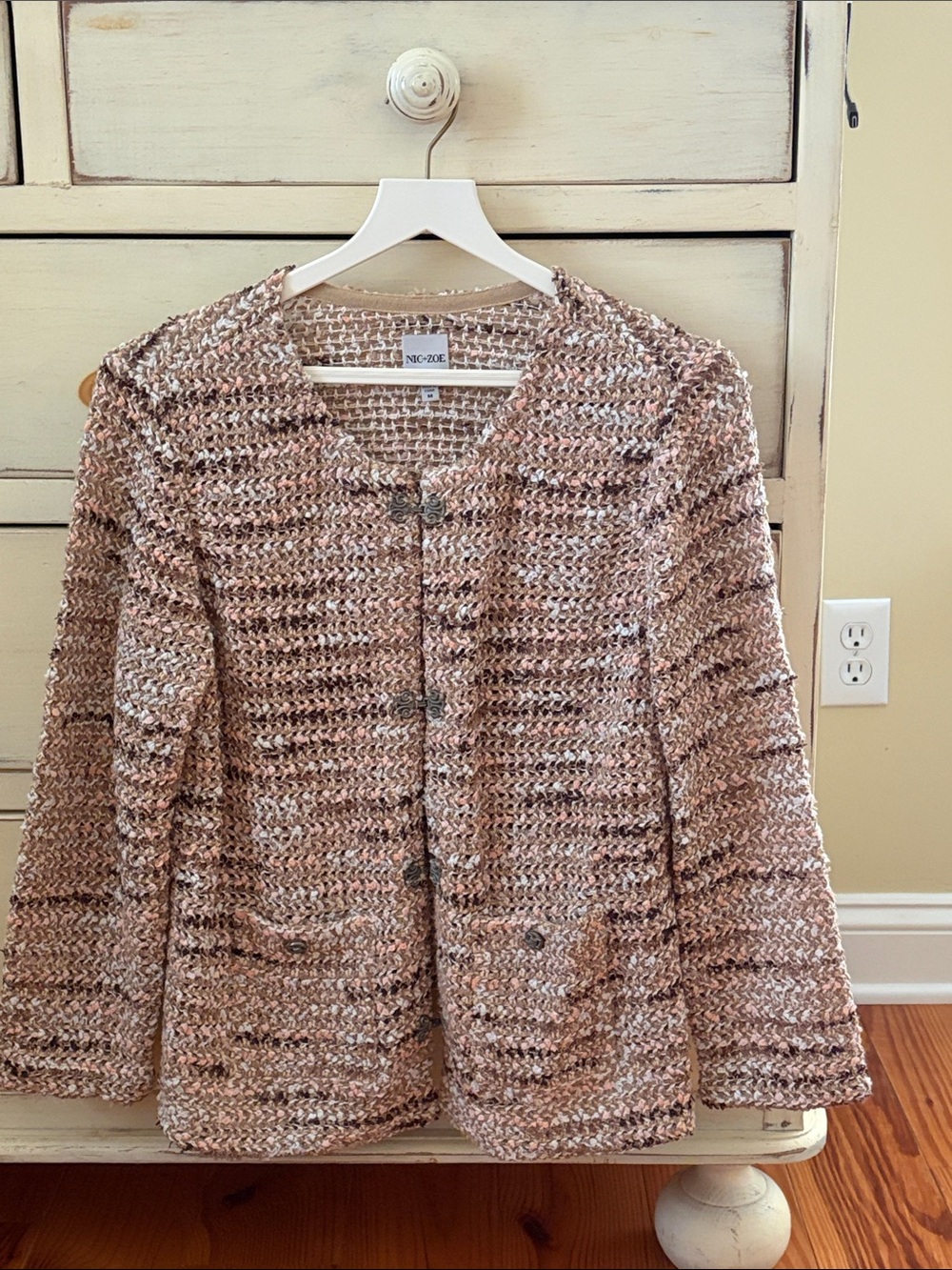 NIC+ZOE Blush Mix Textured Knit Blazer